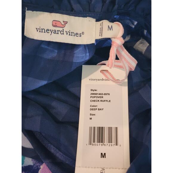 Vineyard Vines Size Medium Popover Check Ruffle in Deep Bay NWT - Picture 4 of 5